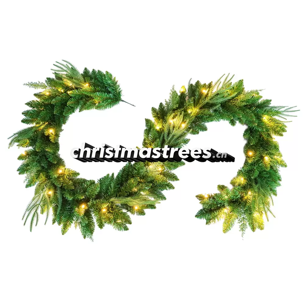 Pre-Lit Green Christmas Garland with Warm LED Lights, Unlit Evergreen, Cozy Holiday Decor G003
