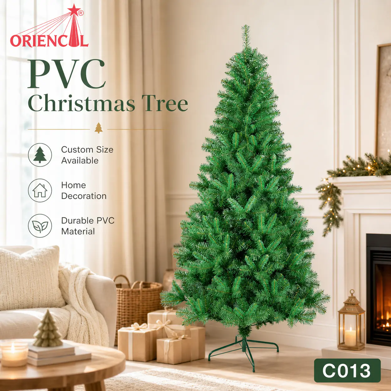 Full Unlit Artificial Spruce Christmas Tree, Thick Foliage, Indoor Family Decoration C013