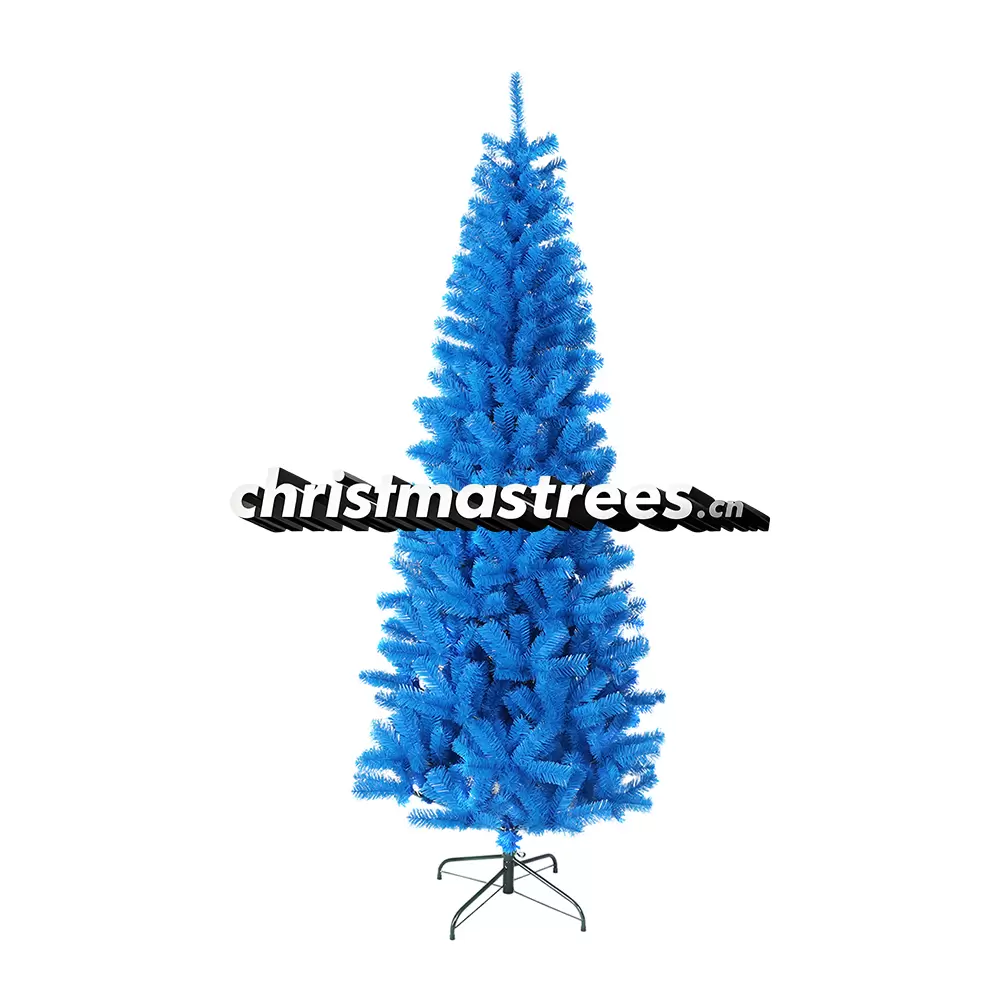 Blue Slim Artificial Fir Christmas Tree, Unlit, Themed Party & Holiday Decoration C016