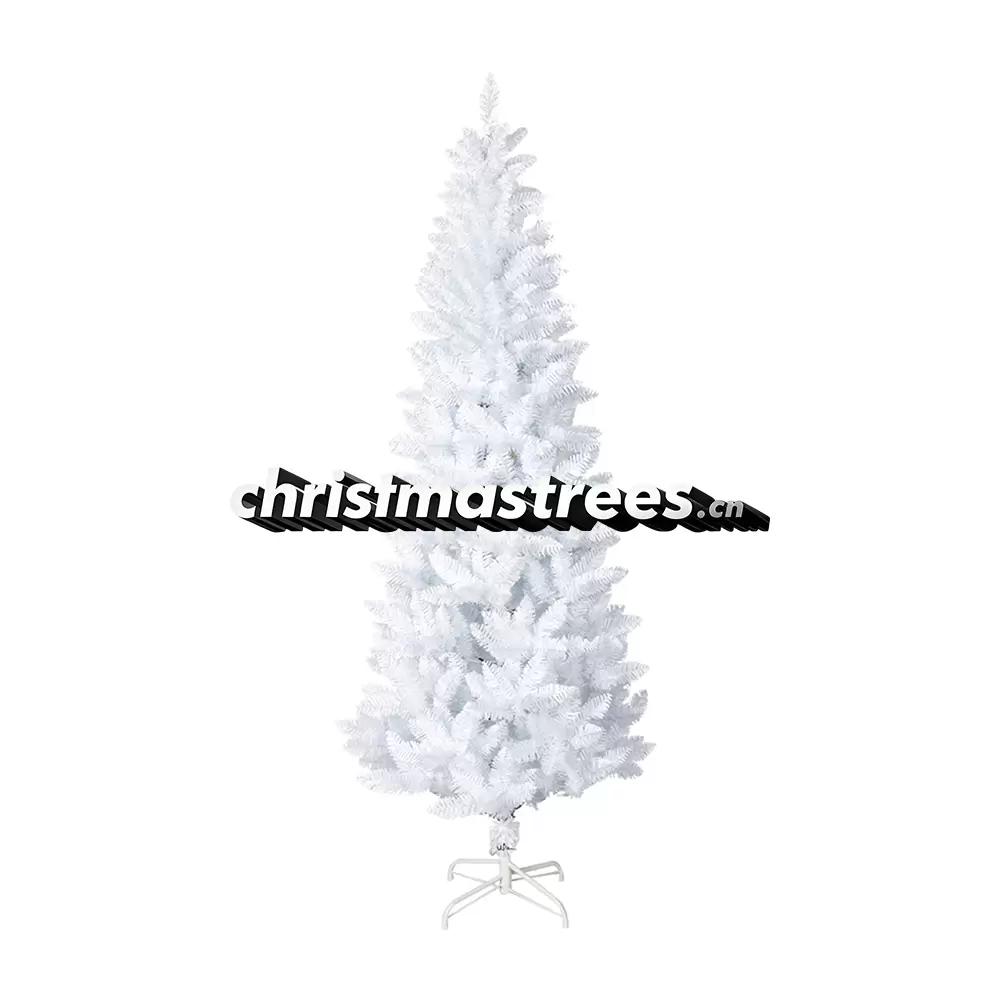 White Slim Artificial Spruce Christmas Tree, Unlit, Nordic Minimalist Winter Decor C018