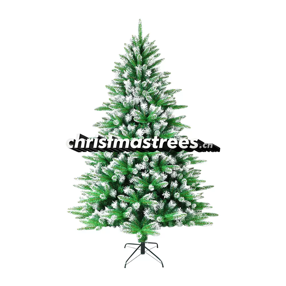 Flocked Artificial Spruce Christmas Tree, Green with Snowy Tips, Winter Holiday Decor C023