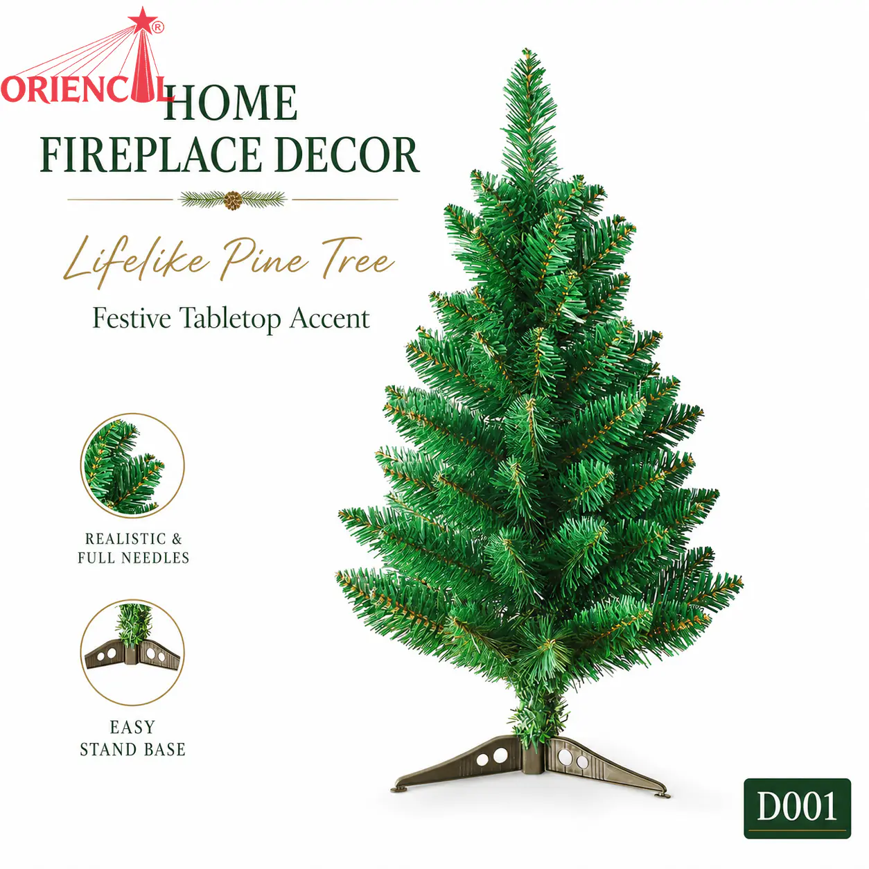 Small Unlit Artificial Fir Christmas Tree, Mini Tabletop Evergreen with Burlap Base, Desk & Home Decor D001