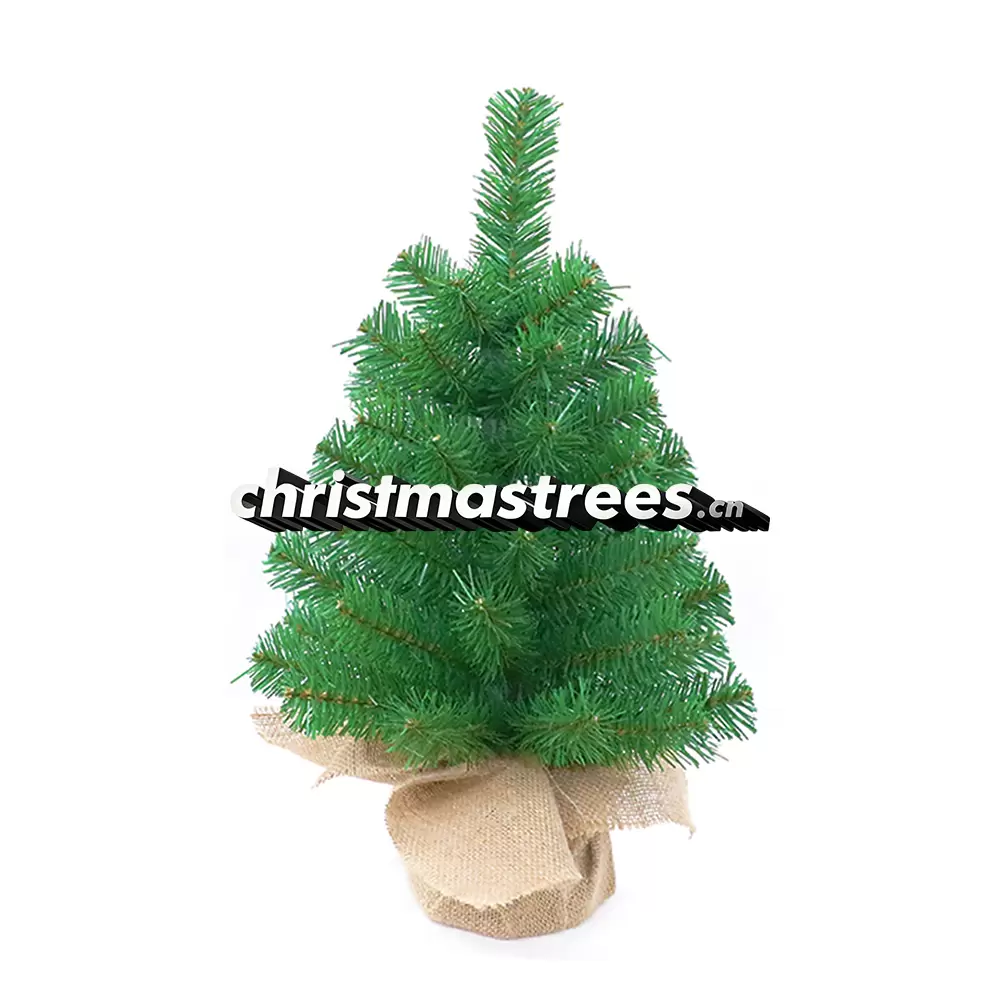 Mini Artificial Spruce Christmas Tree, Unlit Fluffy Green Tabletop Tree with Burlap Base D002