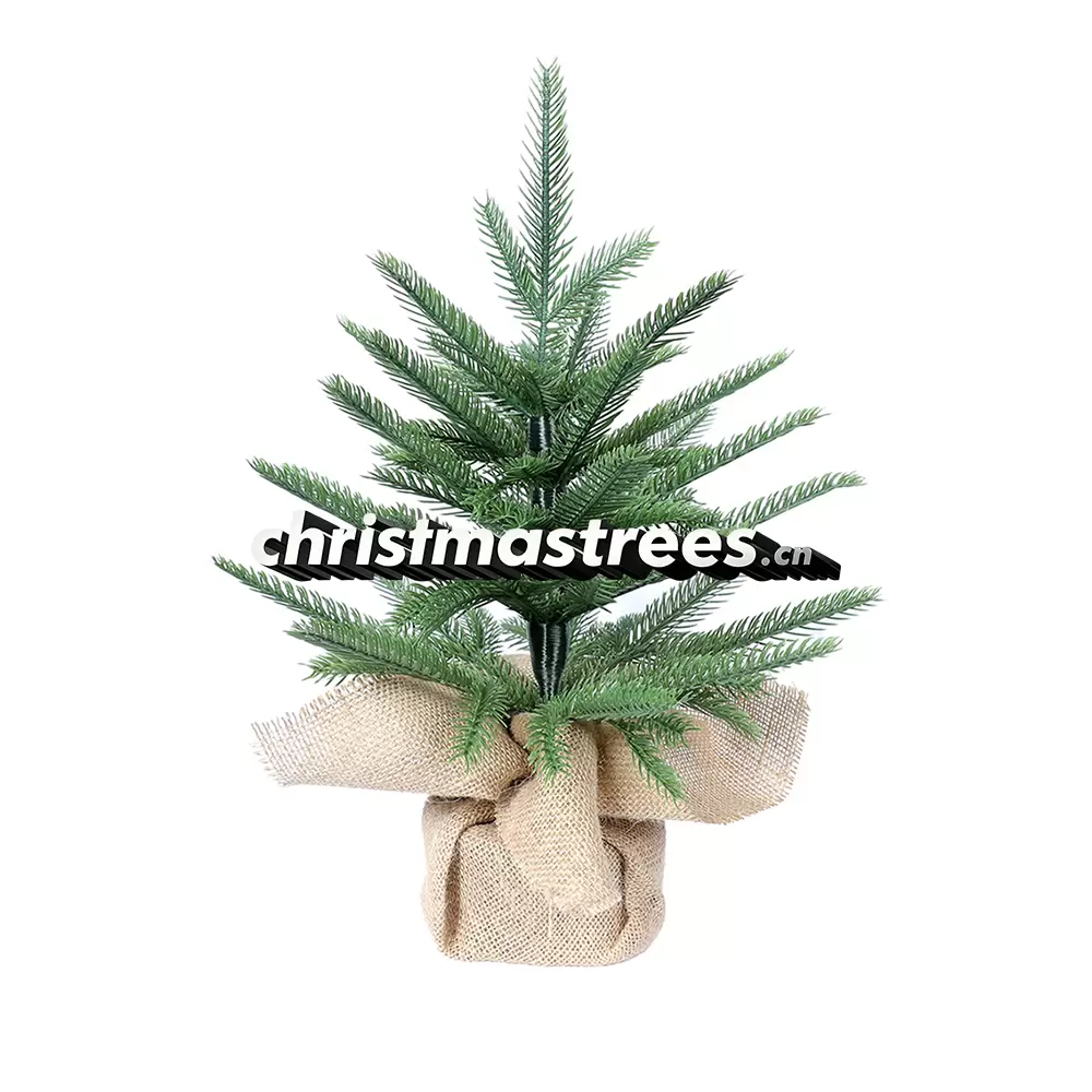 Slim Mini Artificial Fir Christmas Tree, Unlit Tabletop Tree with Burlap Base, Minimalist Decor D005