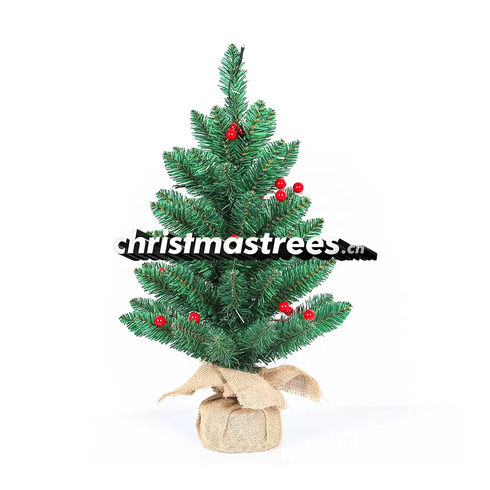 Mini Spruce Christmas Tree with Red Berries, Unlit Decorated Tabletop Holiday Tree D006