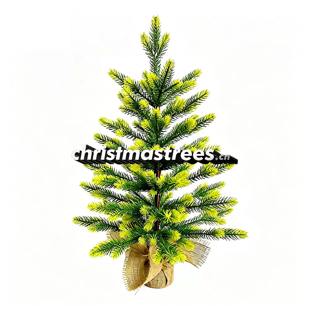 Yellow-Green Gradient Mini Artificial Fir Christmas Tree, Unlit Small Tabletop Decor D017