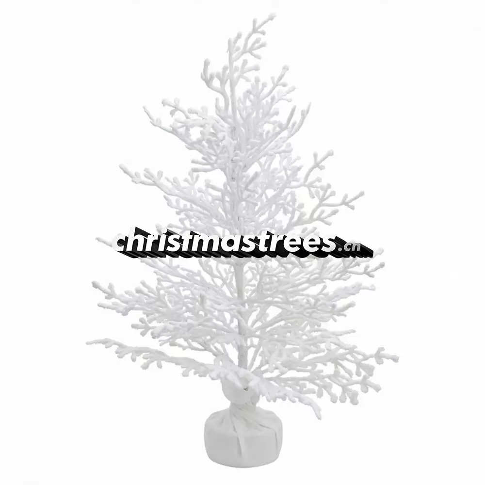 White Mini Artificial Spruce Christmas Tree, Unlit Flocked Tabletop Tree for Nordic Winter Decor D018