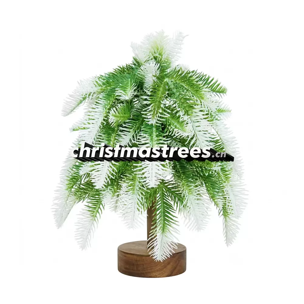 Light Flocked Mini Spruce Christmas Tree, Green with Snowy Tips, Unlit Tabletop Decor D023