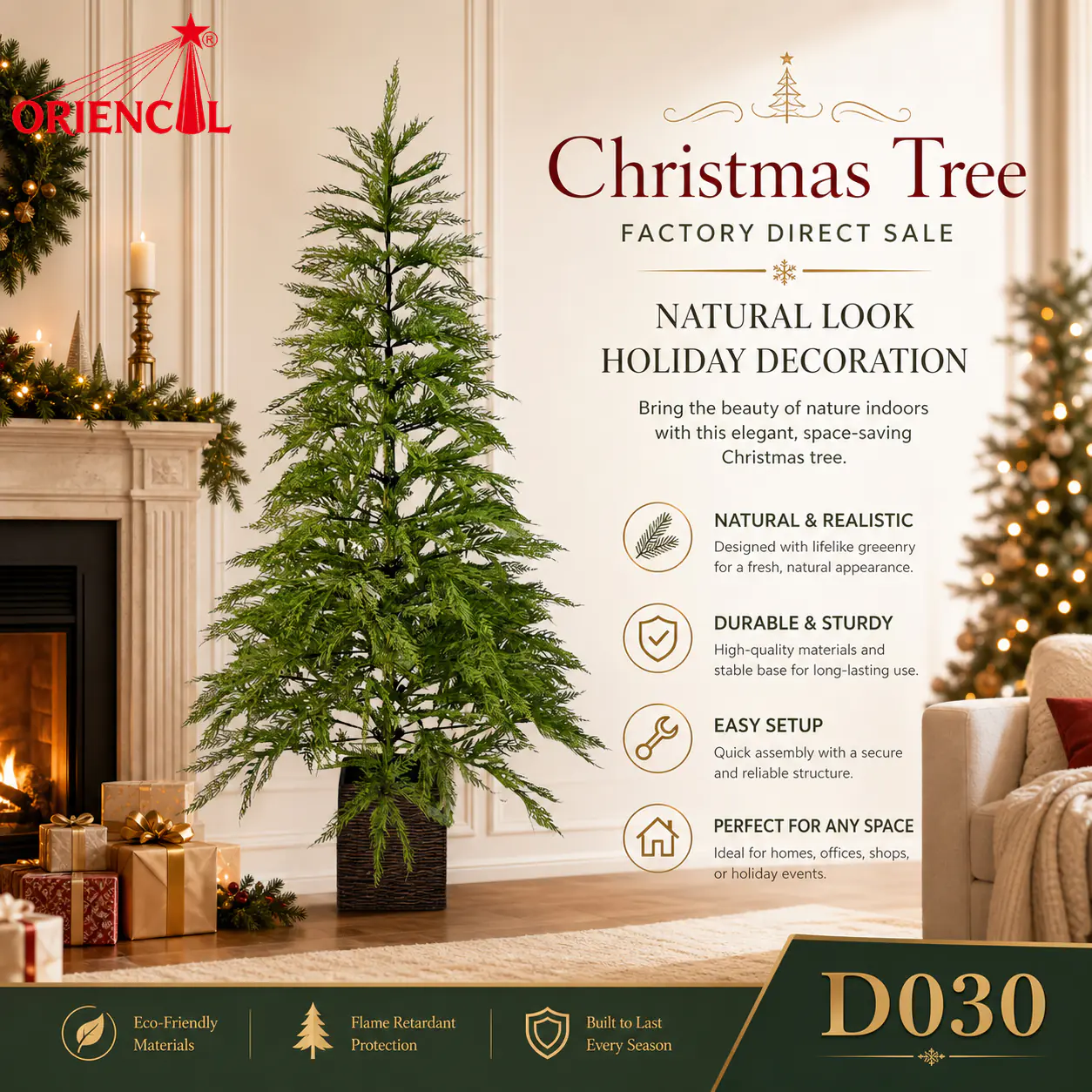 Small Artificial Fir Christmas Tree with Wood Base, Tabletop Fir Tree for Holiday Decor, Potted Fir Christmas Tree, Indoor Mini Christmas Tree D030