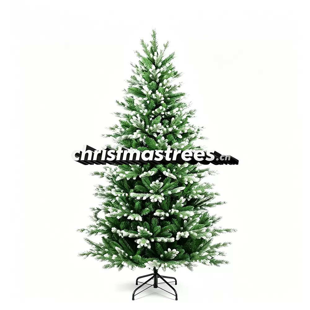 Flocked Artificial Spruce Christmas Tree, Green with Snowy Tips, Unlit Full Size Winter Decor F001