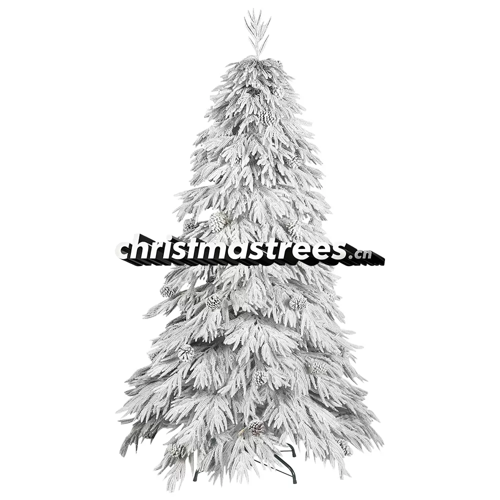 Light Grey Flocked Artificial Spruce Christmas Tree, Unlit Snowy Evergreen, Farmhouse Decor F005