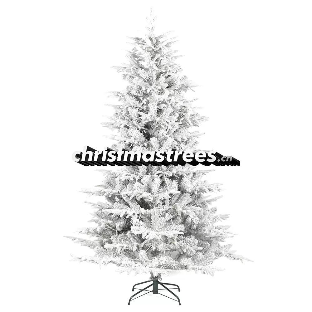 Slim White Flocked Artificial Fir Christmas Tree, Unlit Pencil Style Snowy Tree for Small Spaces F006