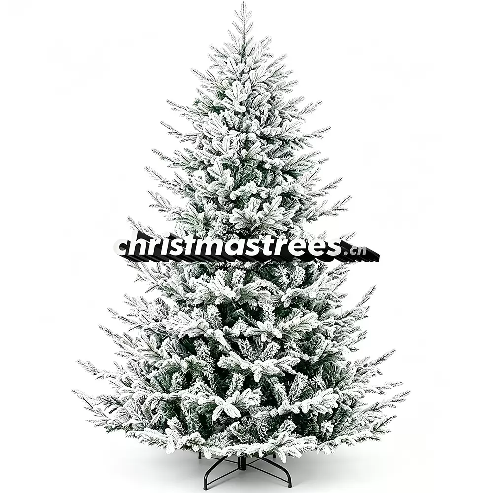 Full Flocked Artificial Spruce Christmas Tree, Green Branches with Thick Snow, Unlit Home Decor F007