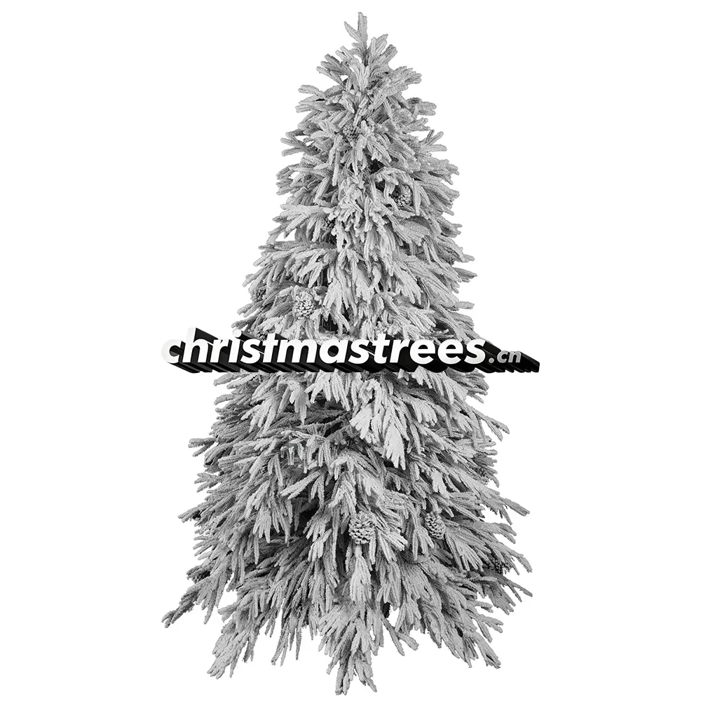 Dark Grey Flocked Artificial Spruce Christmas Tree, Unlit Snowy Evergreen, Rustic Holiday Decor F008