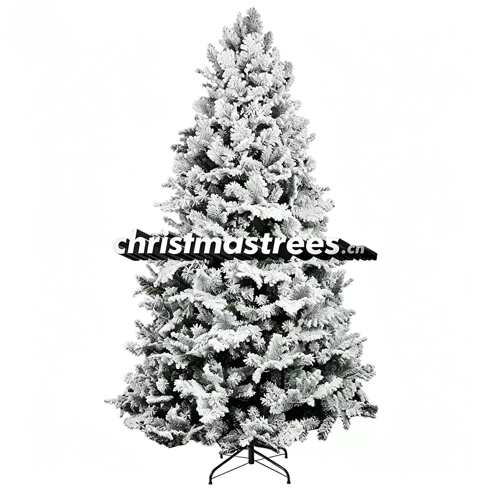 Heavy Flocked Spruce Christmas Tree, Green with Full Snow Coverage, Unlit Premium Winter Decor F009