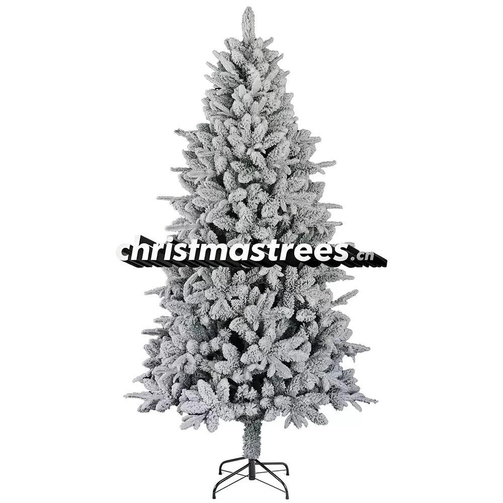 Slim Grey Flocked Artificial Fir Christmas Tree, Unlit Snowy Pencil Tree, Minimalist Holiday Decor F011