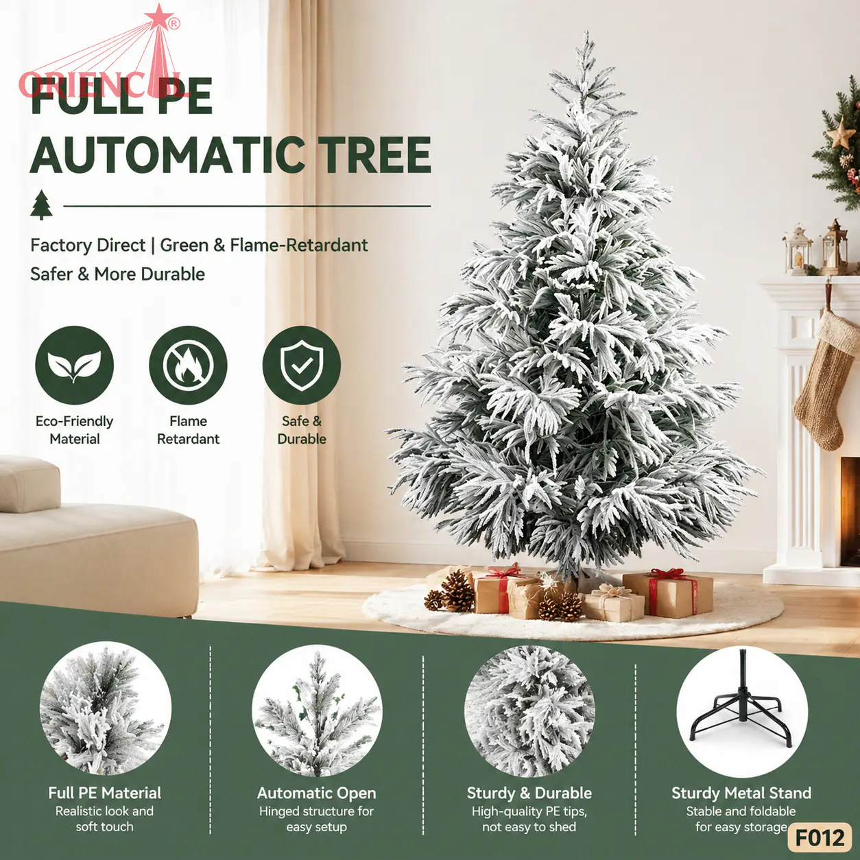 Light Flocked White Spruce Christmas Tree, Unlit Snowy Evergreen, Neutral Winter Decor F012