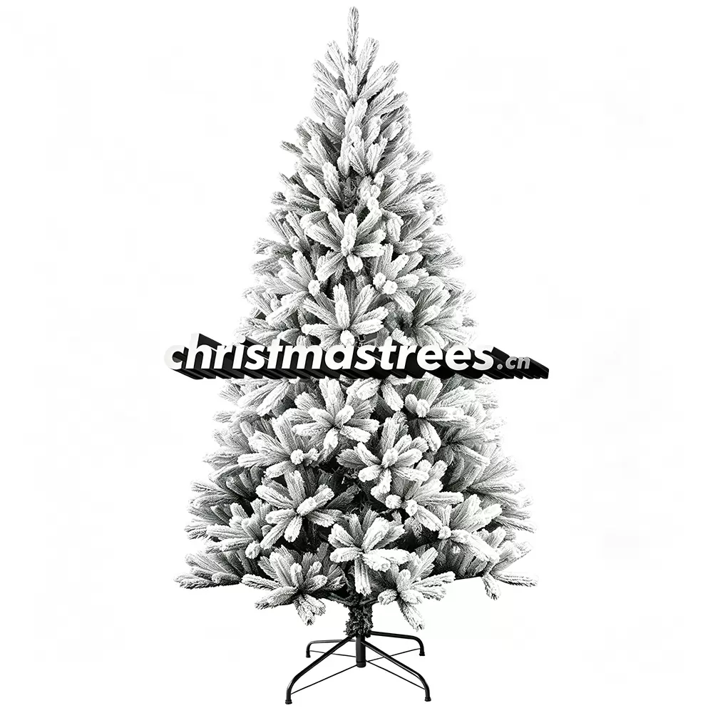 Light Flocked Artificial Spruce Christmas Tree, Green with Delicate Snow Tips, Unlit Home Decor F013