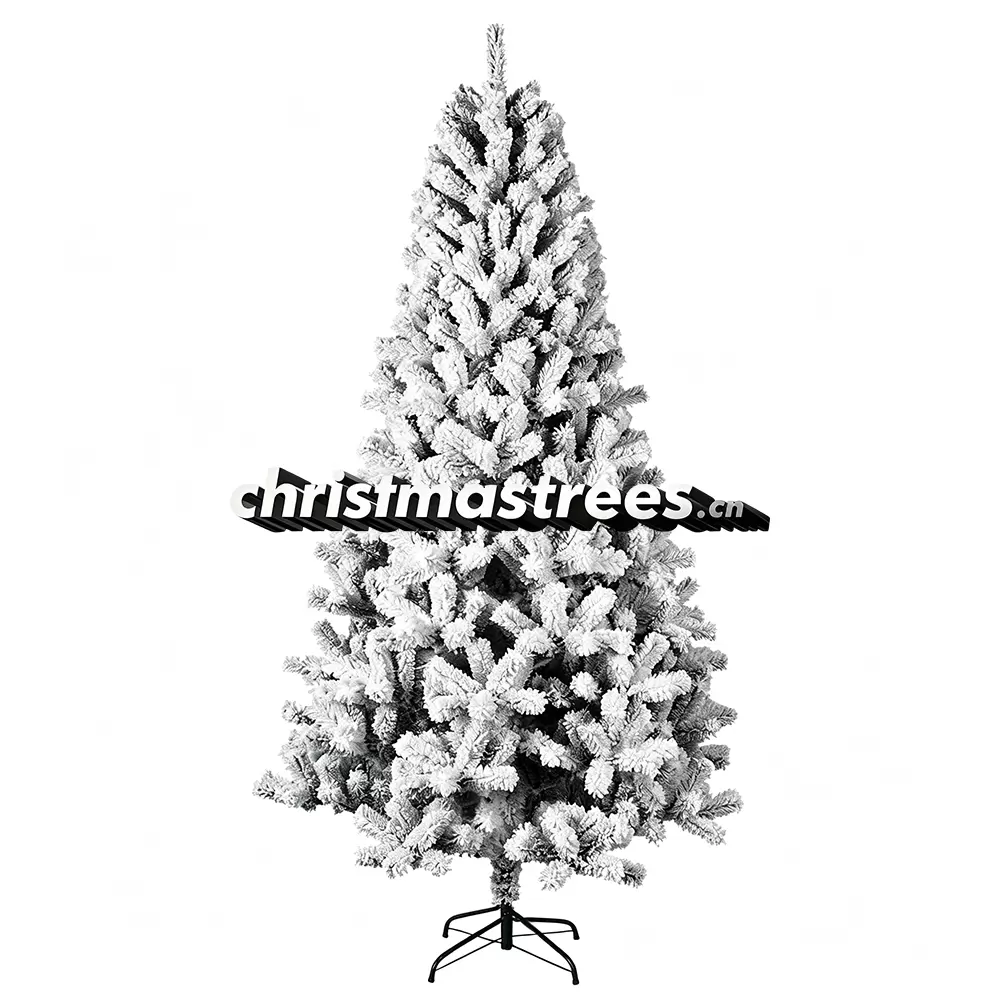 Heavy Flocked Spruce Christmas Tree, Green with Thick Snow, Unlit Premium Winter Wonderland Decor F014