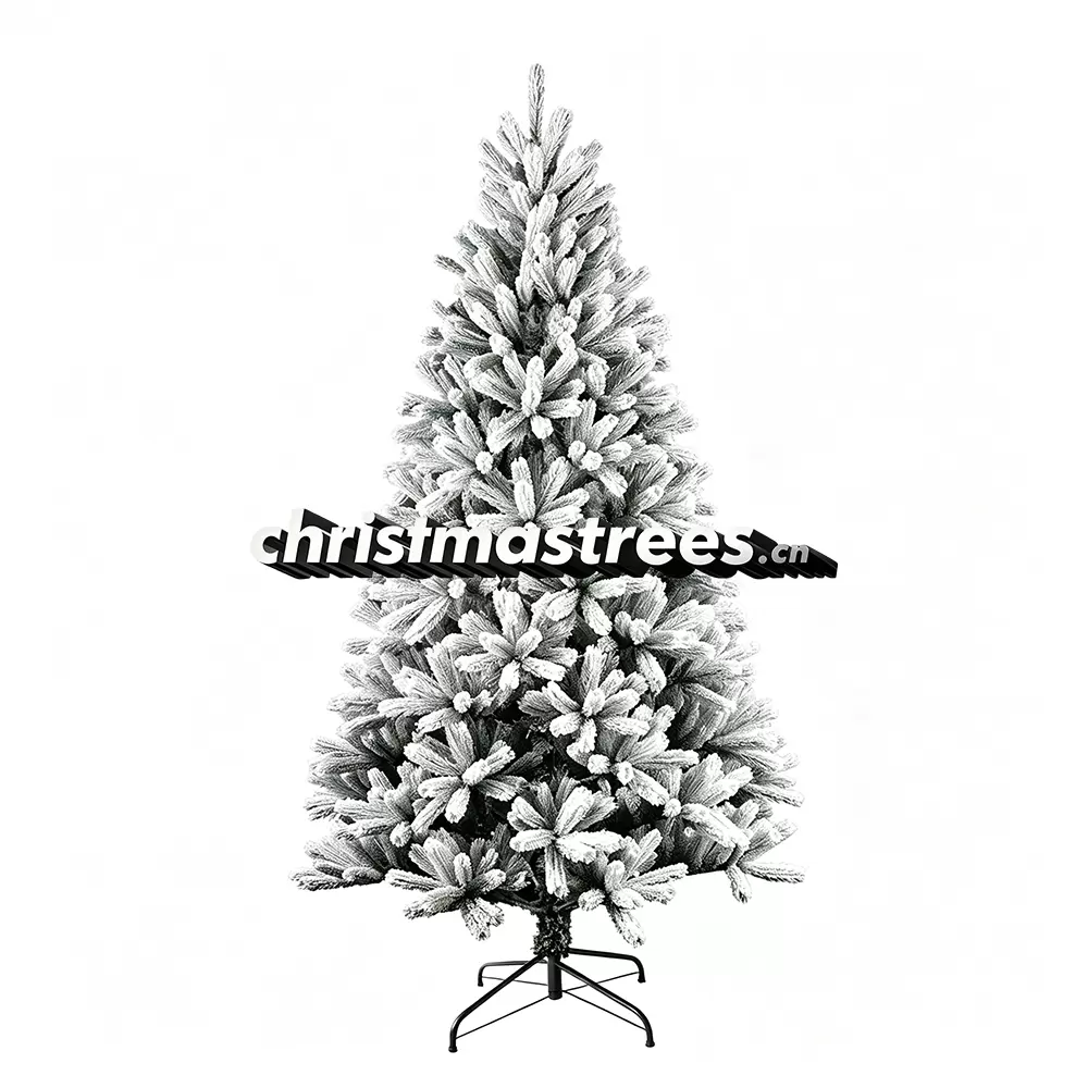 Slim Flocked Artificial Fir Christmas Tree, Green with Snowy Tips, Unlit Pencil Style Corner Decor F015