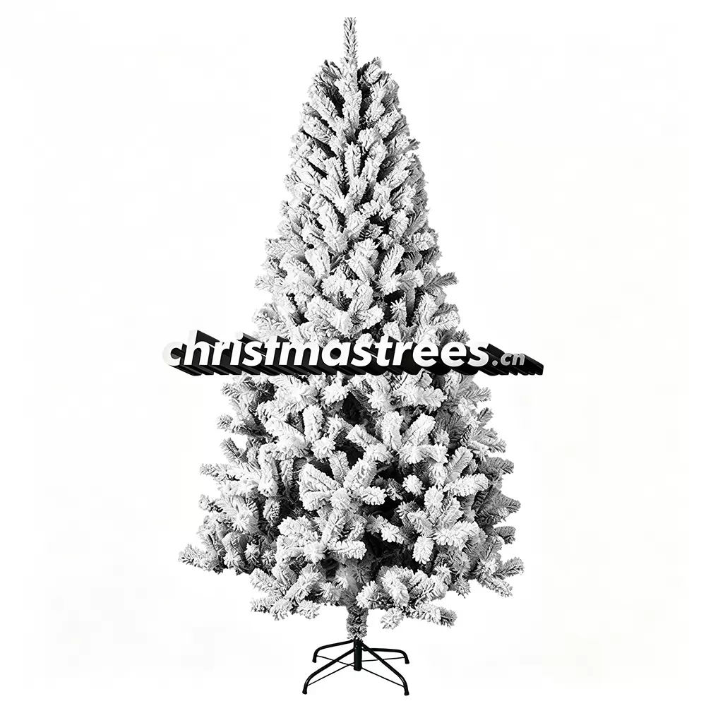 Slim Flocked Artificial Fir Christmas Tree, Green with Snowy Tips, Unlit Small Space Friendly Decor F018