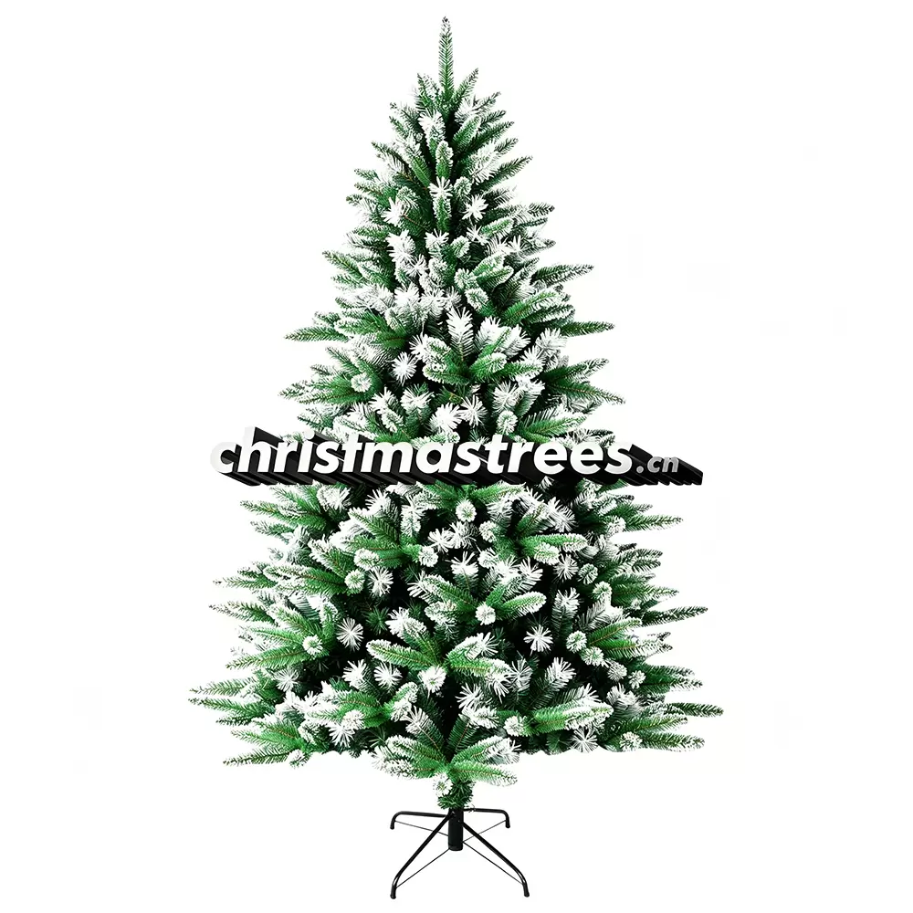 Light Flocked Artificial Spruce Christmas Tree, Green with Subtle Snow Tips, Unlit Home Decor F020