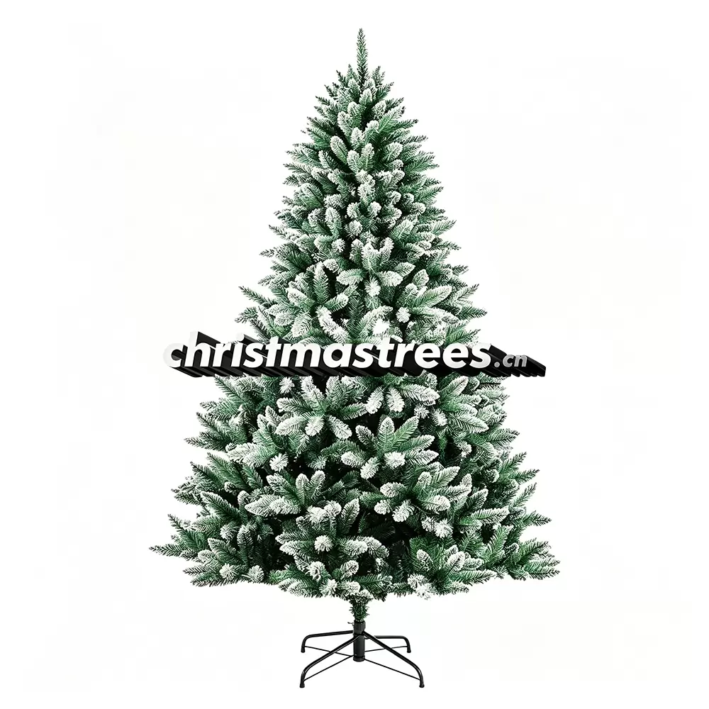 Full Flocked Artificial Spruce Christmas Tree, Green with Snowy Tips, Unlit Classic Holiday Decor F021