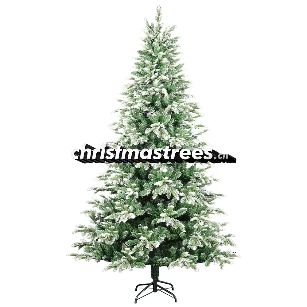 Light Flocked Spruce Christmas Tree, Green with Natural Snowy Tips, Unlit Rustic Decor F022