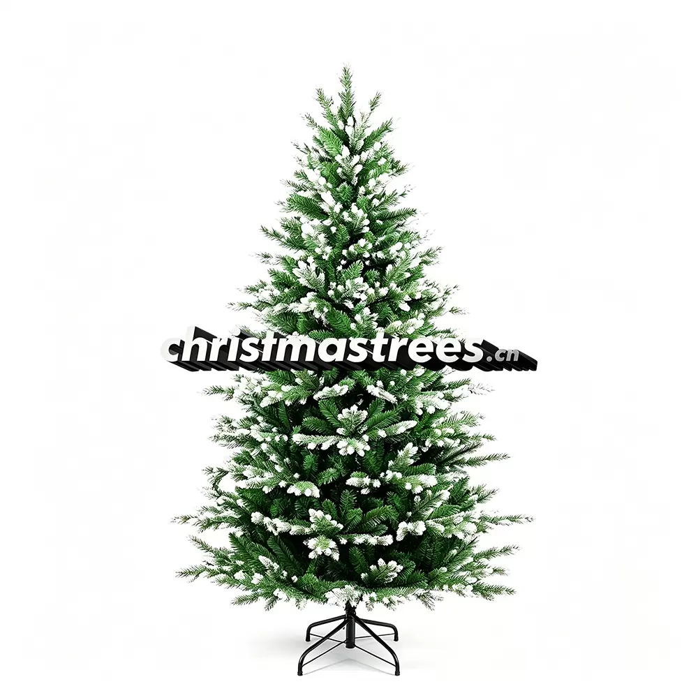 Natural Flocked Artificial Spruce Christmas Tree, Green with Soft Snow Tips, Unlit Realistic Evergreen F023