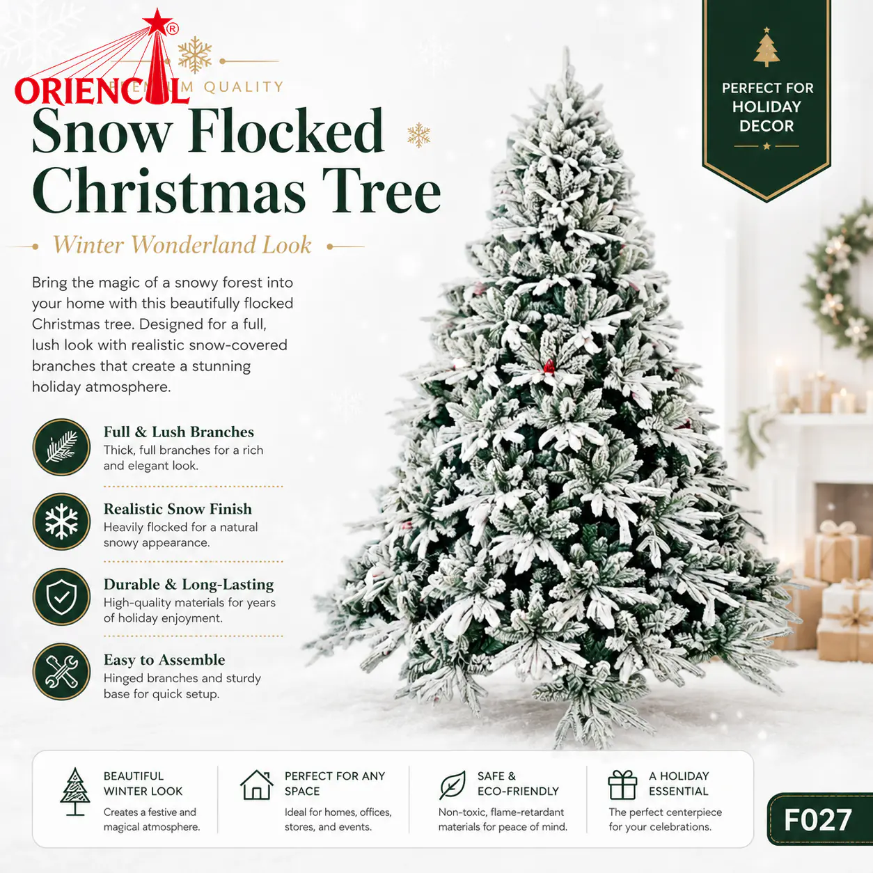 Flocked Pine Christmas Tree with Pine Cones, Snow Covered Pine Tree, White Flocked Pine Christmas Tree, Rustic Flocked Pine Tree for Holiday Decor F027