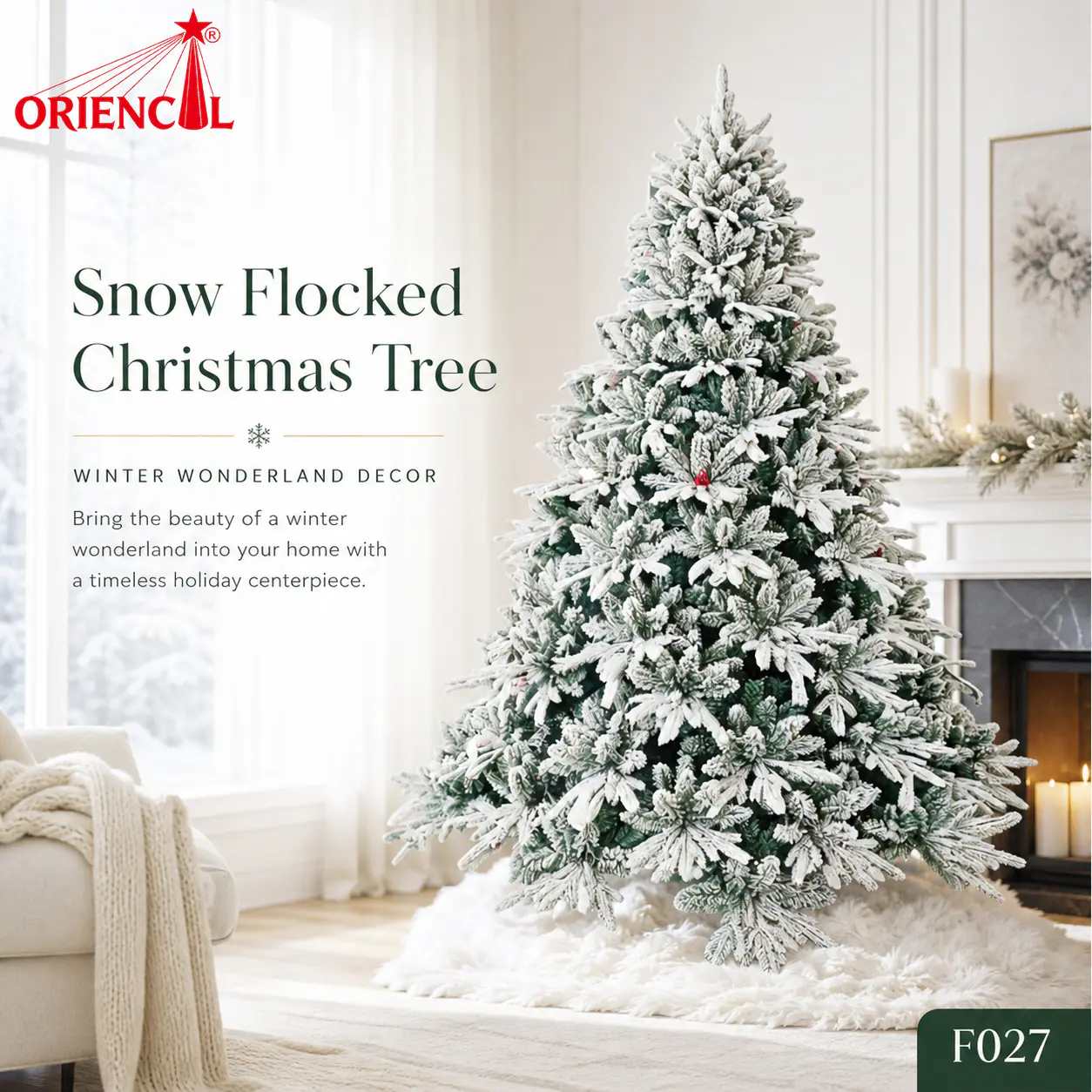 Flocked Pine Christmas Tree with Pine Cones, Snow Covered Pine Tree, White Flocked Pine Christmas Tree, Rustic Flocked Pine Tree for Holiday Decor F027