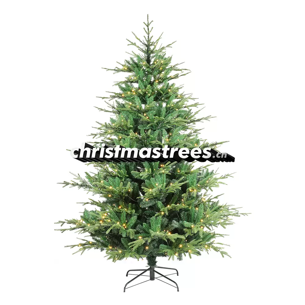 Pre-Lit Full Green Spruce Christmas Tree, Warm LED Lights, Classic Evergreen Home Decor L007