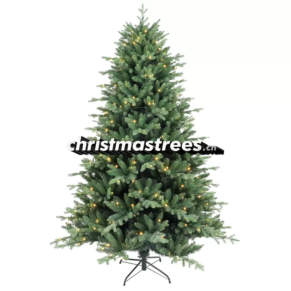 Pre-Lit Full Size Green Spruce Christmas Tree, LED Lights, Realistic Indoor Christmas Tree L010