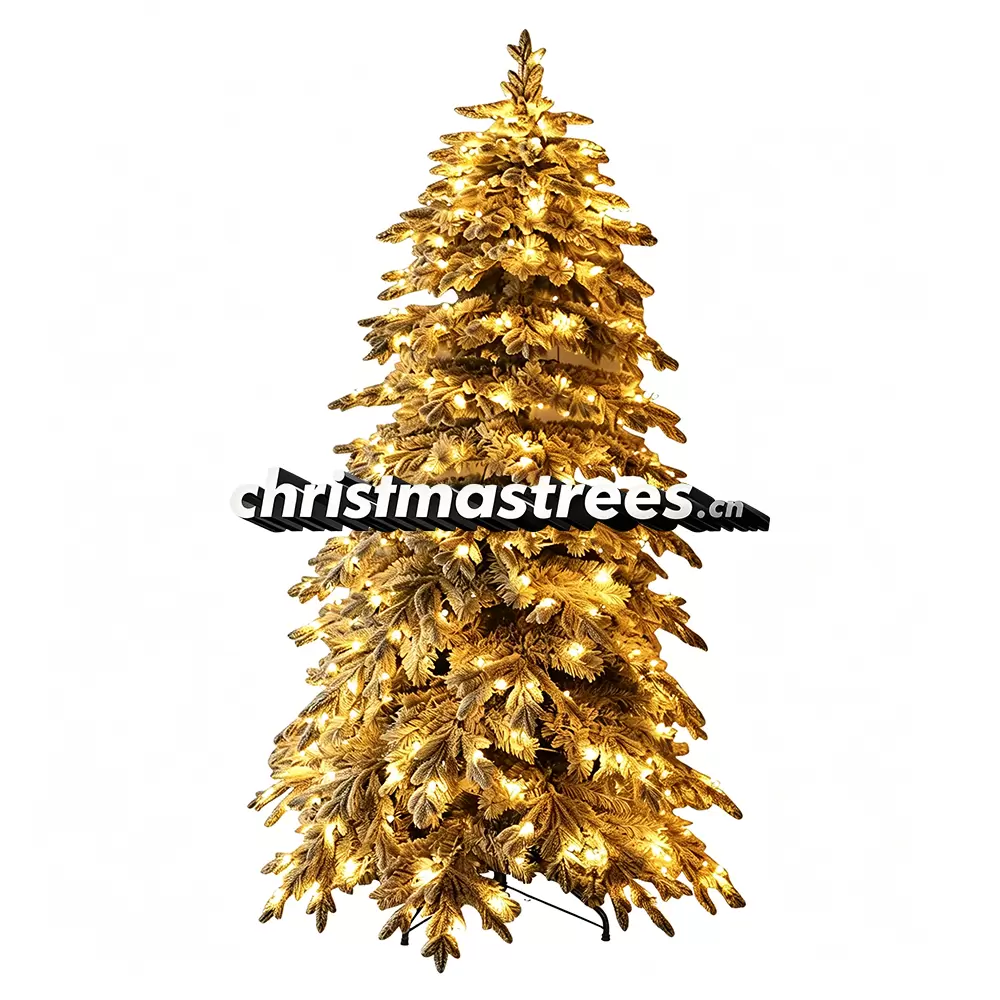 Pre-Lit Gold Artificial Fir Christmas Tree, Bright LED Lights, Glam Party & Holiday Decor L011