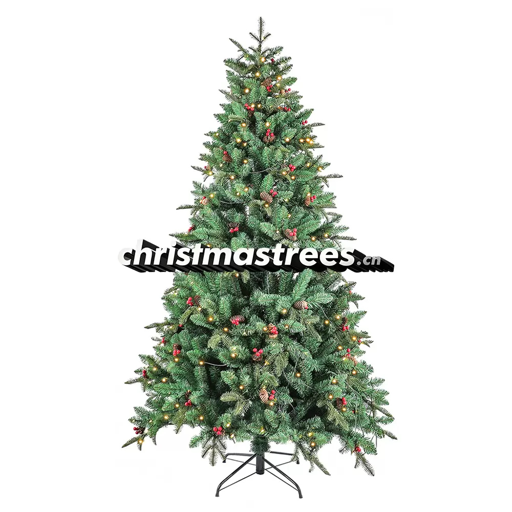 Pre-Lit Artificial Green Spruce Christmas Tree, Multi-Color LED Lights, Family Holiday Decor L018