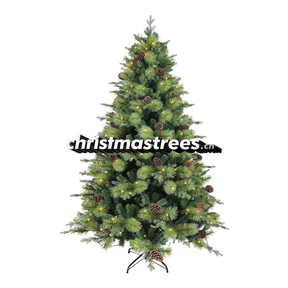 Pre-Lit Artificial Green Spruce Christmas Tree, Warm White Lights, Family Holiday Centerpiece L024