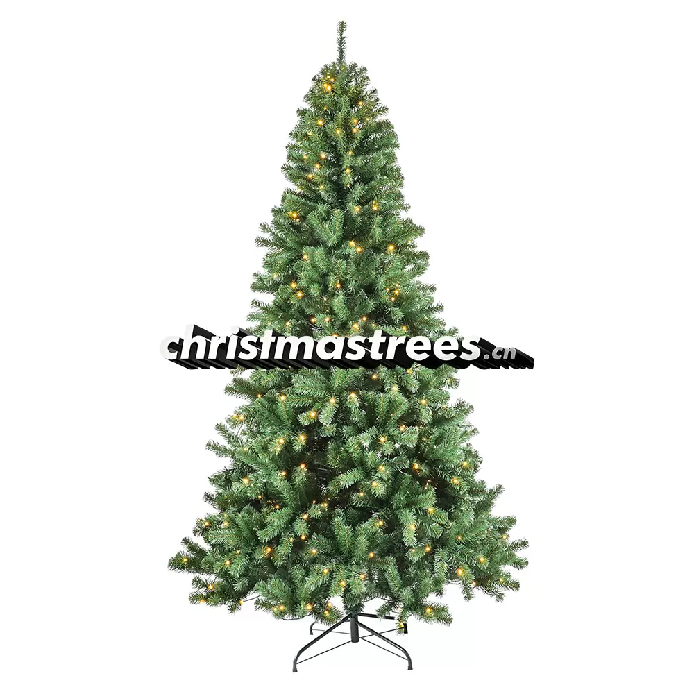 Pre-Lit Full Green Spruce Christmas Tree, Warm White Lights, Traditional Family Holiday Decor L031