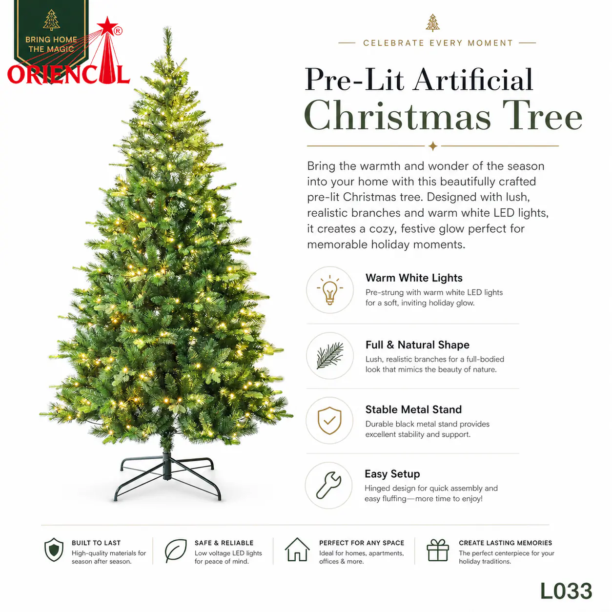 Pre-Lit Gradient Green-Yellow Fir Christmas Tree, Warm Lights, Unique Festive Home Decor L033