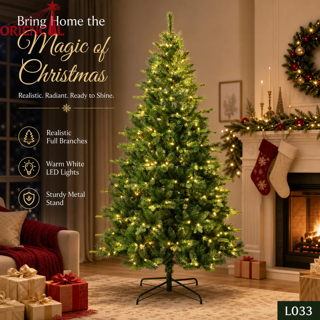 Pre-Lit Gradient Green-Yellow Fir Christmas Tree, Warm Lights, Unique Festive Home Decor L033