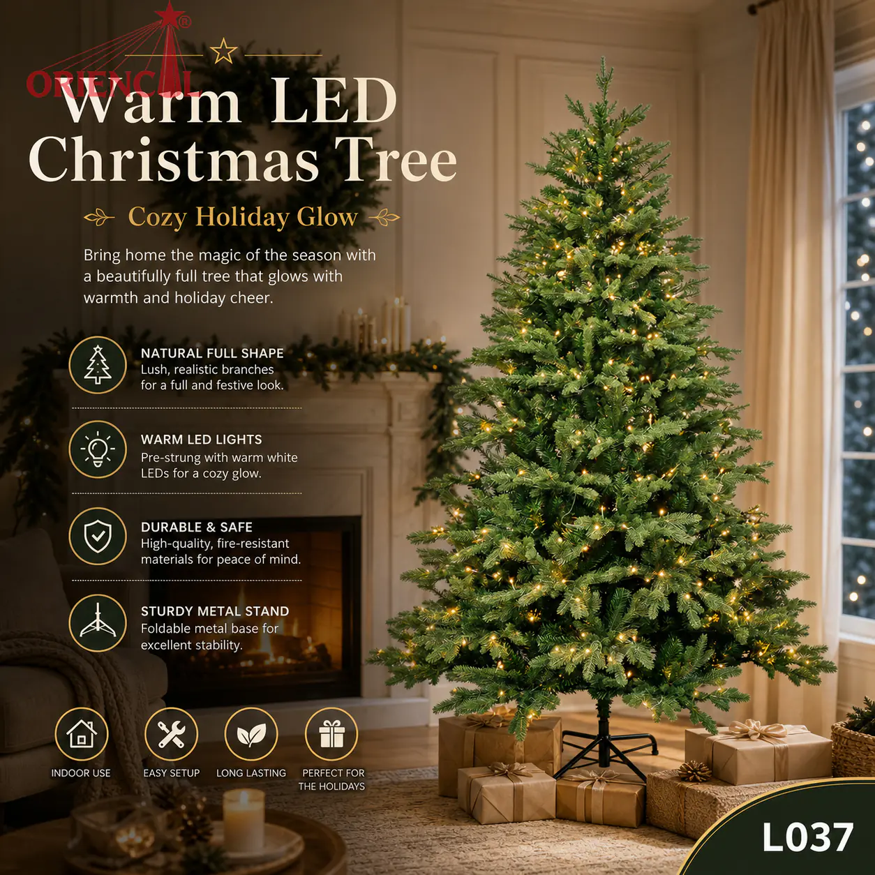 Pre-Lit Green Spruce Christmas Tree with Pine Cones & Berries, LED Lights, Rustic Holiday Decor L037
