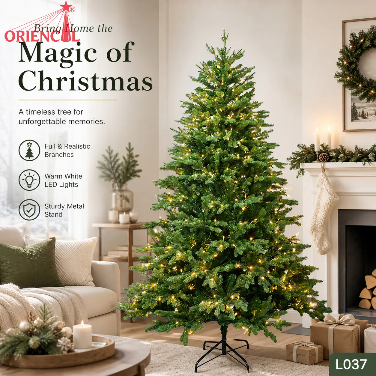 Pre-Lit Green Spruce Christmas Tree with Pine Cones & Berries, LED Lights, Rustic Holiday Decor L037