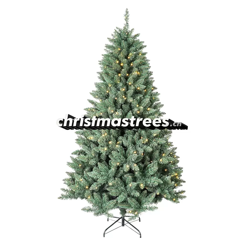 Pre-Lit Blue-Green Spruce Christmas Tree, LED Lights, Cool Tone Modern Holiday Decor L041