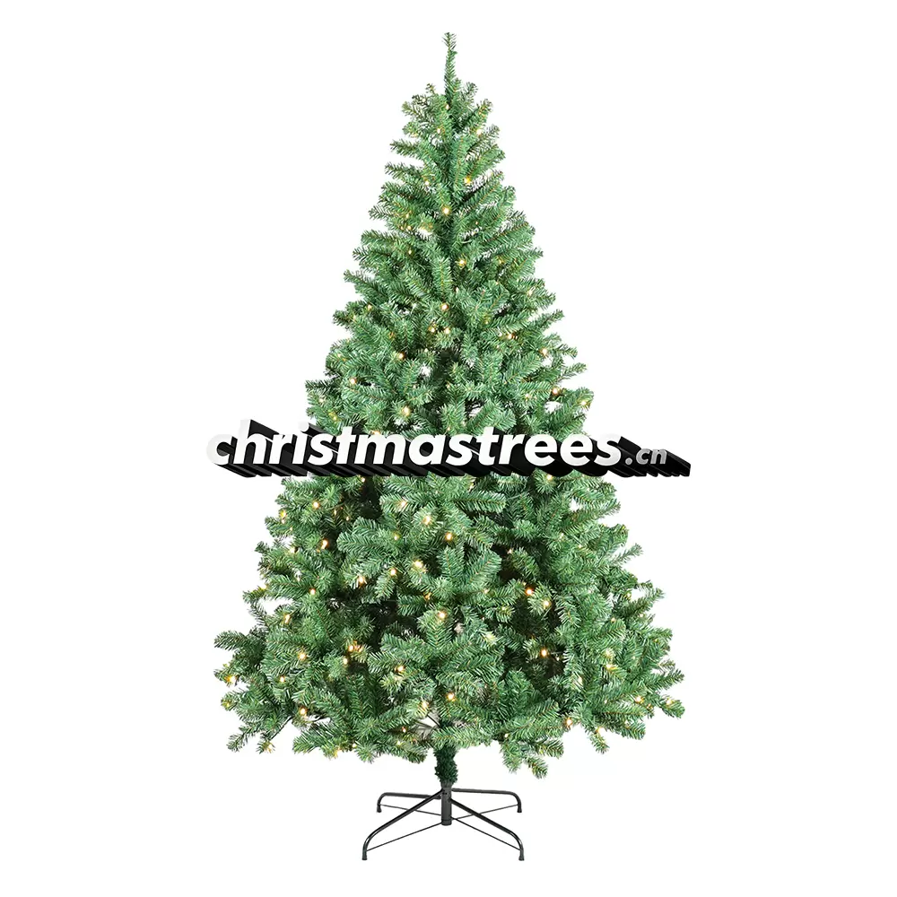 Pre-Lit Dense Green Spruce Christmas Tree, Warm Lights, Realistic Full Size Evergreen Decor L044