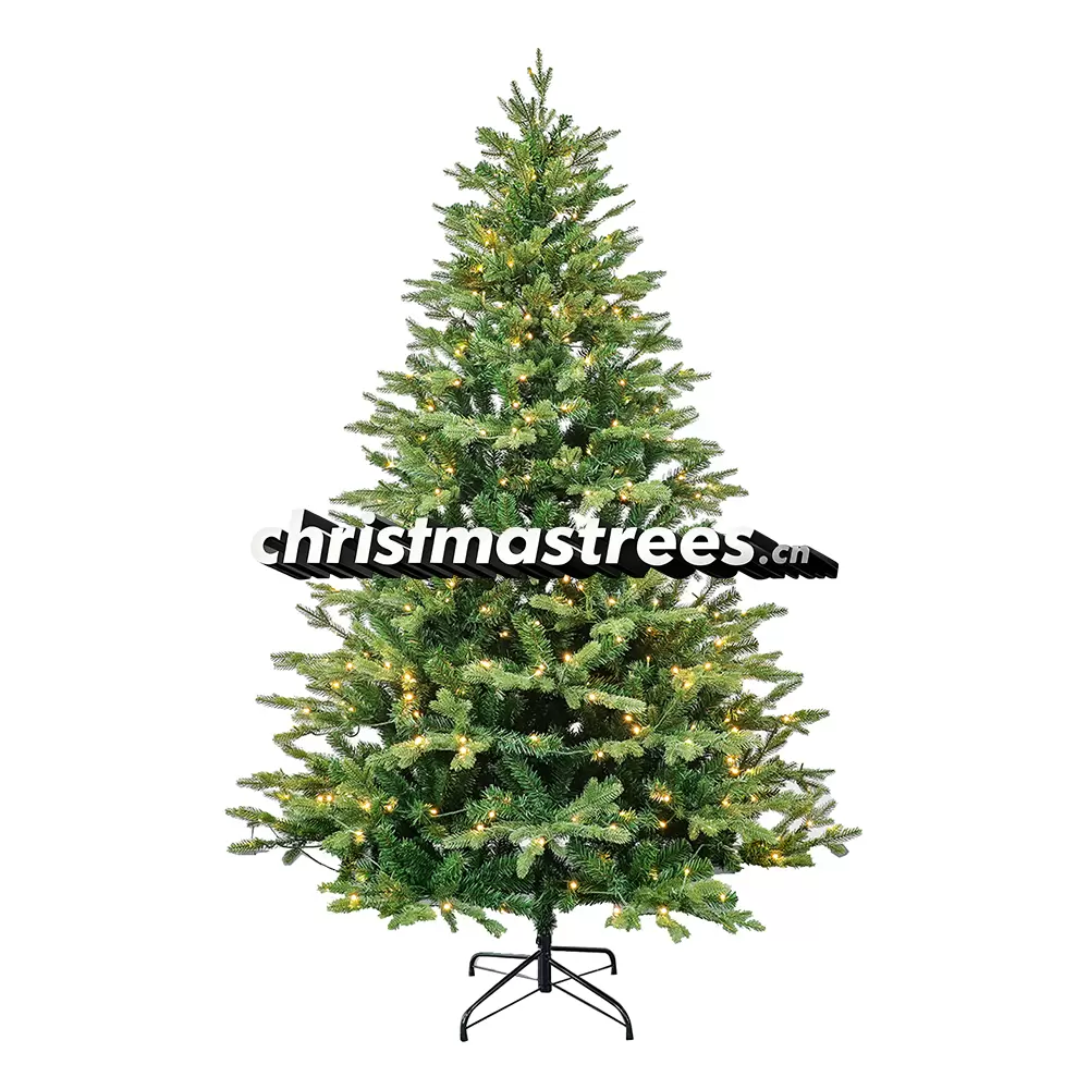 Pre-Lit Dense Green Spruce Christmas Tree, Warm Lights, Realistic Full Size Holiday Decor L058