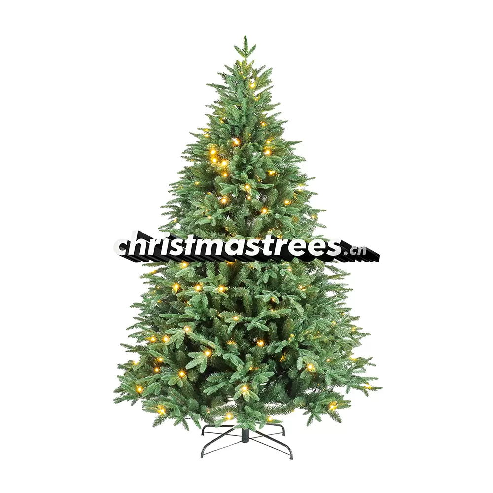 Pre-Lit Full Green Spruce Christmas Tree, Warm White Lights, Family Holiday Centerpiece L060