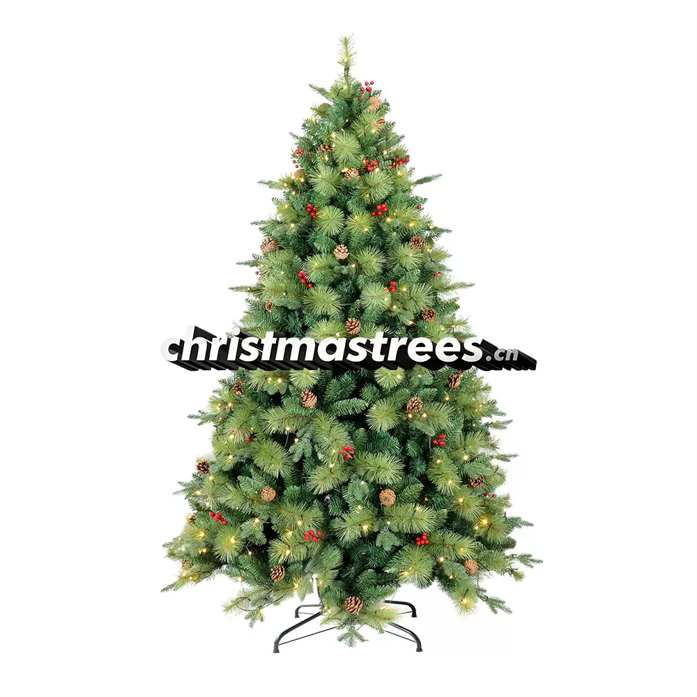 Pre-Lit Full Green Spruce Christmas Tree, LED Lights, Traditional Family Holiday Decor L062
