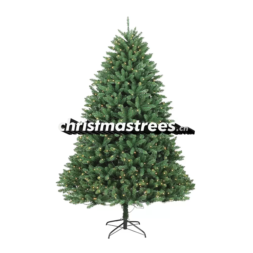 Pre-Lit Dark Green Spruce Christmas Tree, Warm White Lights, Traditional Holiday Decor L065