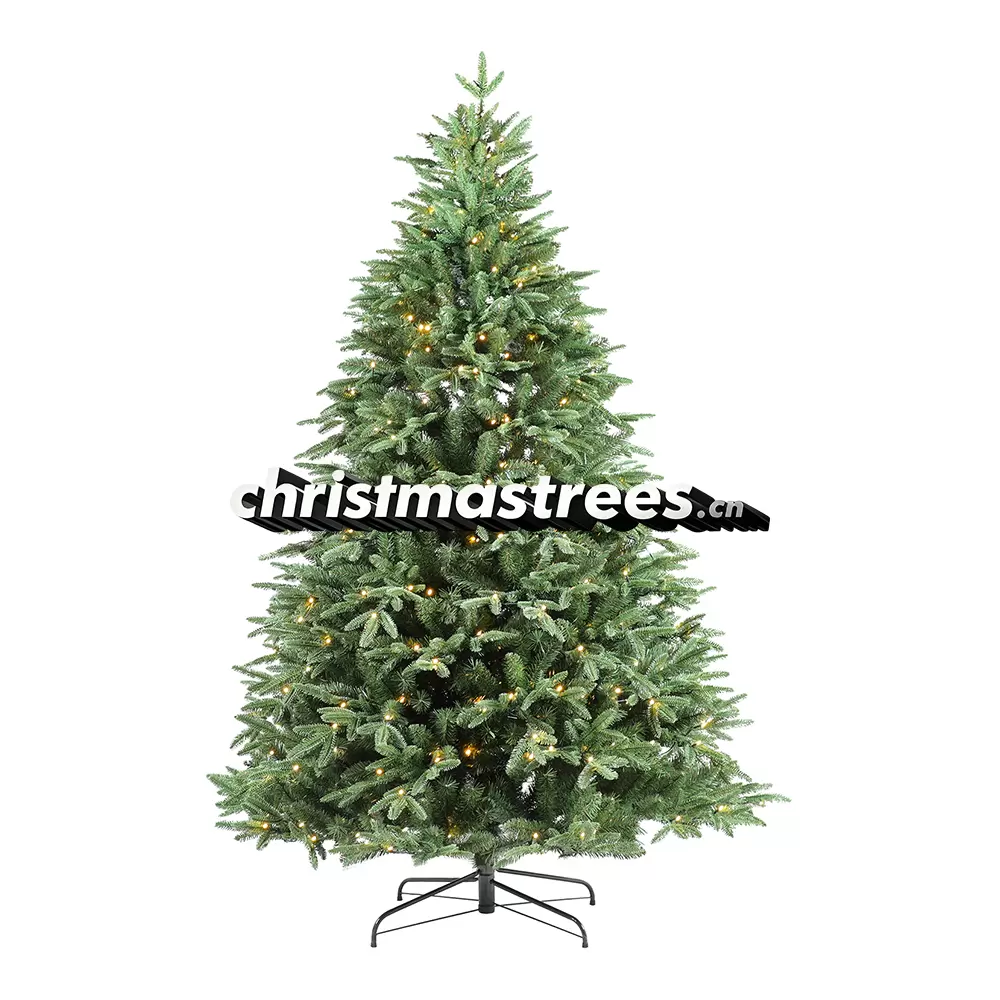 Pre-Lit Dense Green Spruce Christmas Tree, Warm Lights, Realistic Full Size Holiday Decor L070