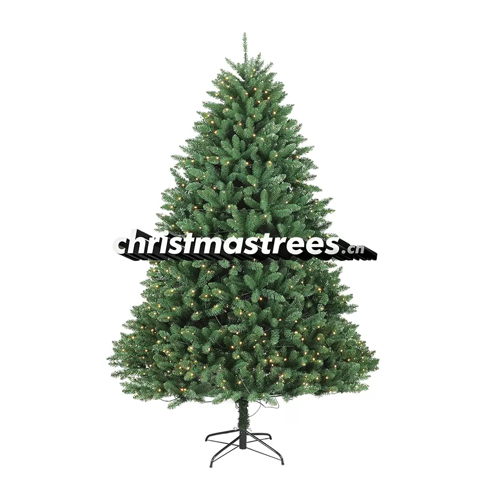 Pre-Lit Full Green Spruce Christmas Tree, Warm White Lights, Family Holiday Centerpiece L072