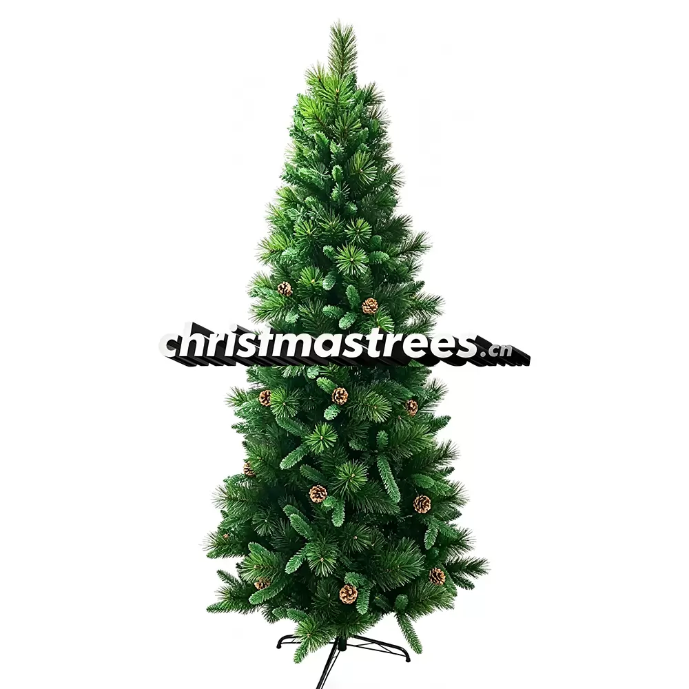 Classic Unlit Artificial Fir Christmas Tree, PVC/PE Blend, Traditional Holiday Home Decor M010